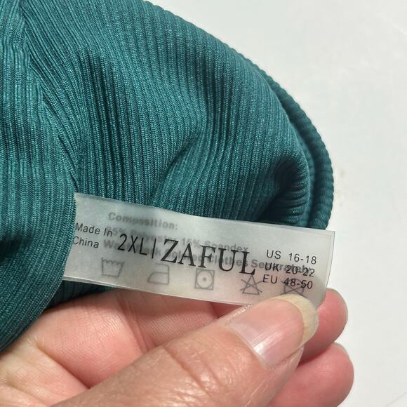 Zaful Women's Strapless Bandeau High Waist Two Piece Swimsuit Green 2XL NWOT - Picture 9 of 11